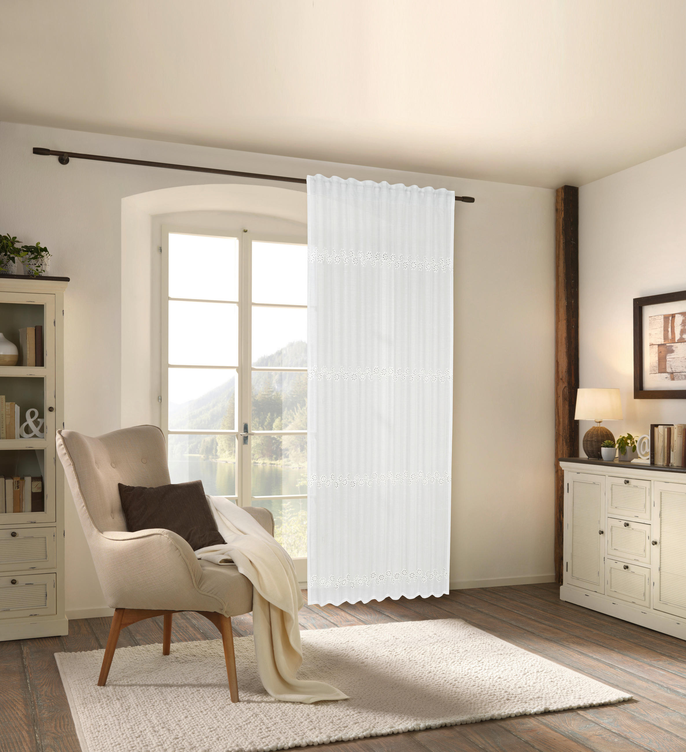 GARDINLÄNGD halvtransparent - naturfärgad, Romantik / Lanthus, textil (140/245cm) - Landscape