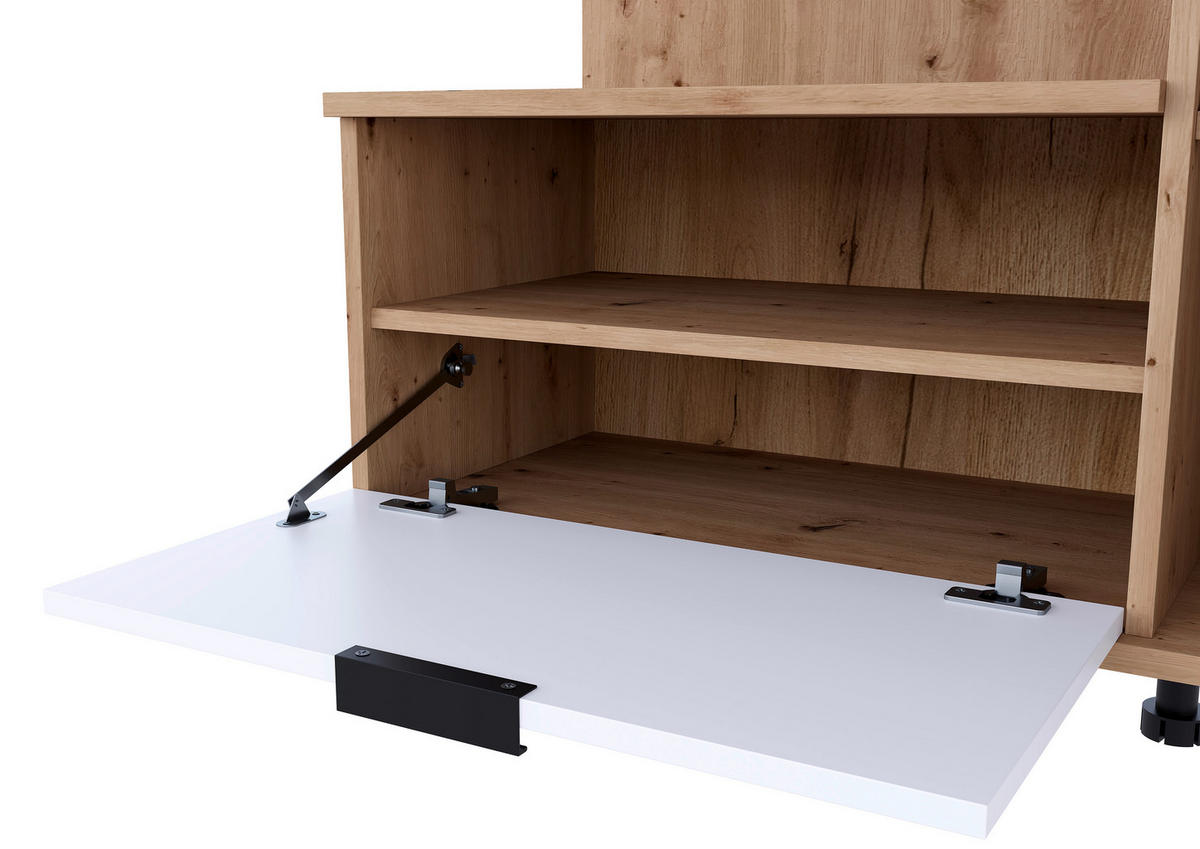 GARDEROBE  in 100/202/40 cm  - Weiß/Eiche Artisan, Design, Glas/Holzwerkstoff (100/202/40cm) - home24