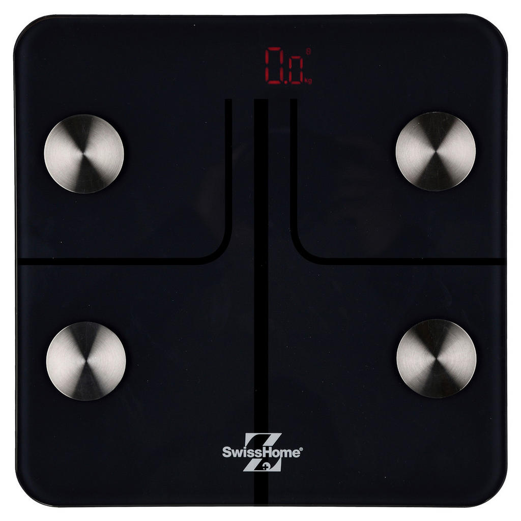 Thumbnail - Xxxl Personenwaage, Schwarz, Glas, 31.5x4.5x33 cm, LCD-Display, automatisches Ein-/Ausschalten, Bluetooth, kabellos, Fre...