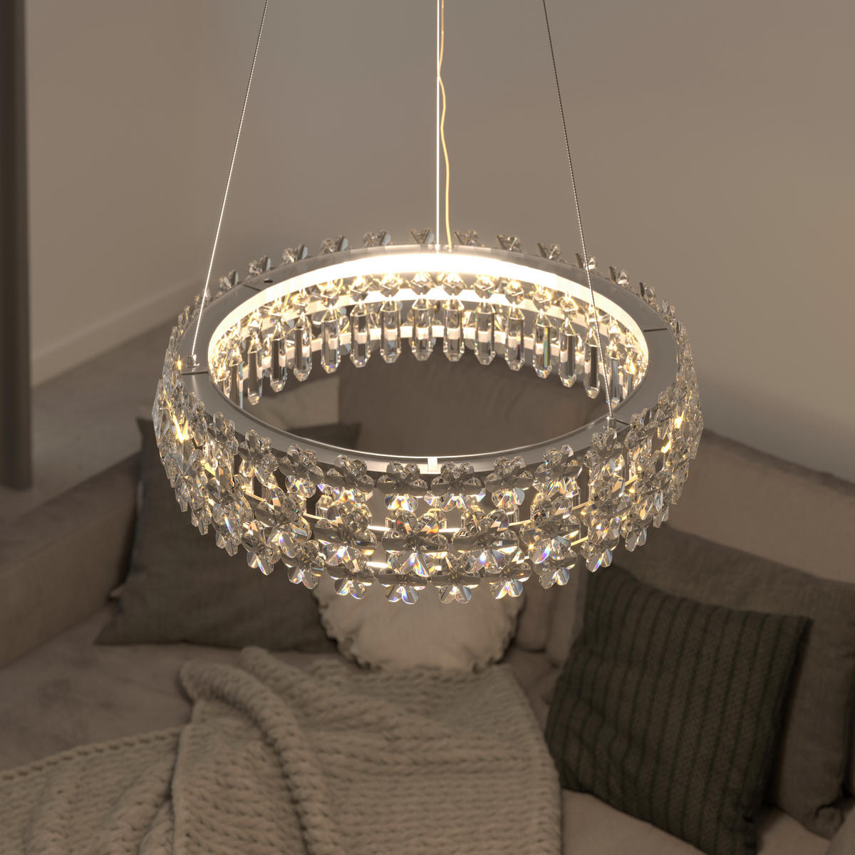 LED-HÄNGELEUCHTE 60/150 cm  - Klar, Design, Glas/Metall (60/150cm) - Glandor