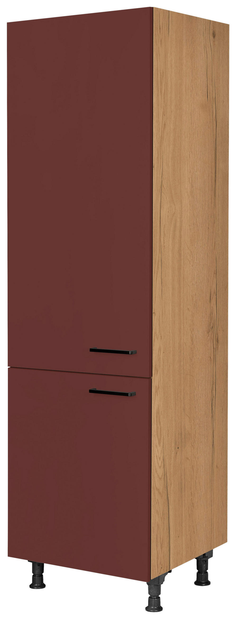 Nobilia Geräteumbauschrank Easytouch Rot, Eiche 60x216.6x58 cm