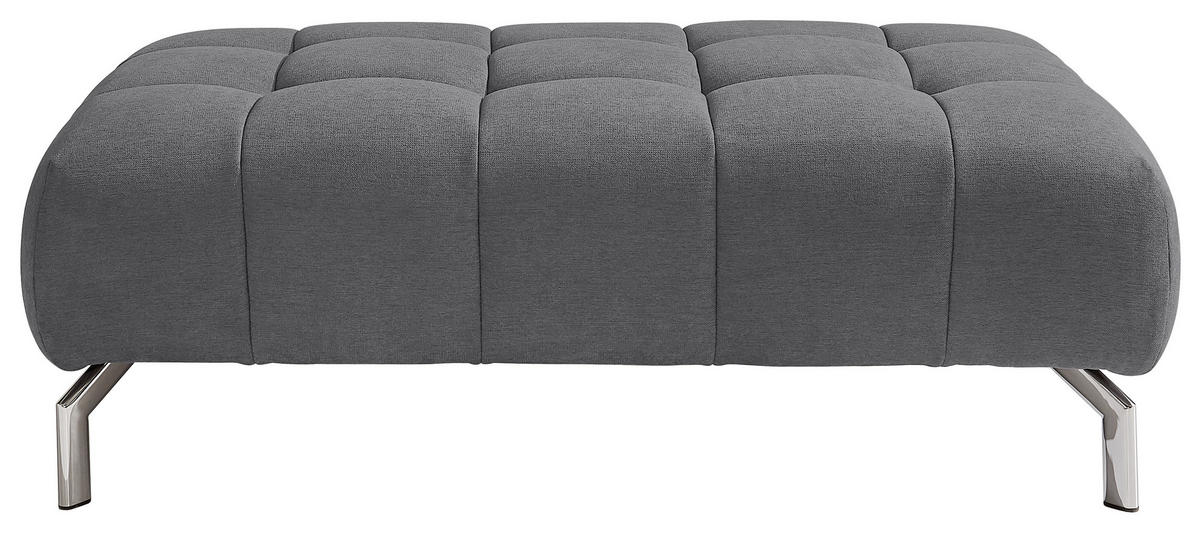 HOCKER Chenille Grau  - Chromfarben/Grau, Design, Textil (126/42/76cm) - Beldomo Style
