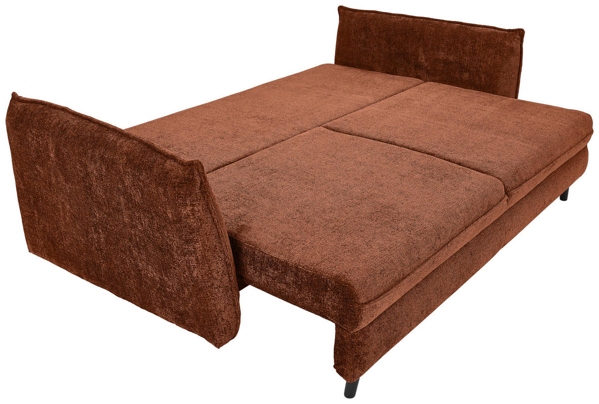 SCHLAFSOFA Chenille Terracotta  - Terracotta/Schwarz, KONVENTIONELL, Holz/Textil (238/99/108cm) - Carryhome