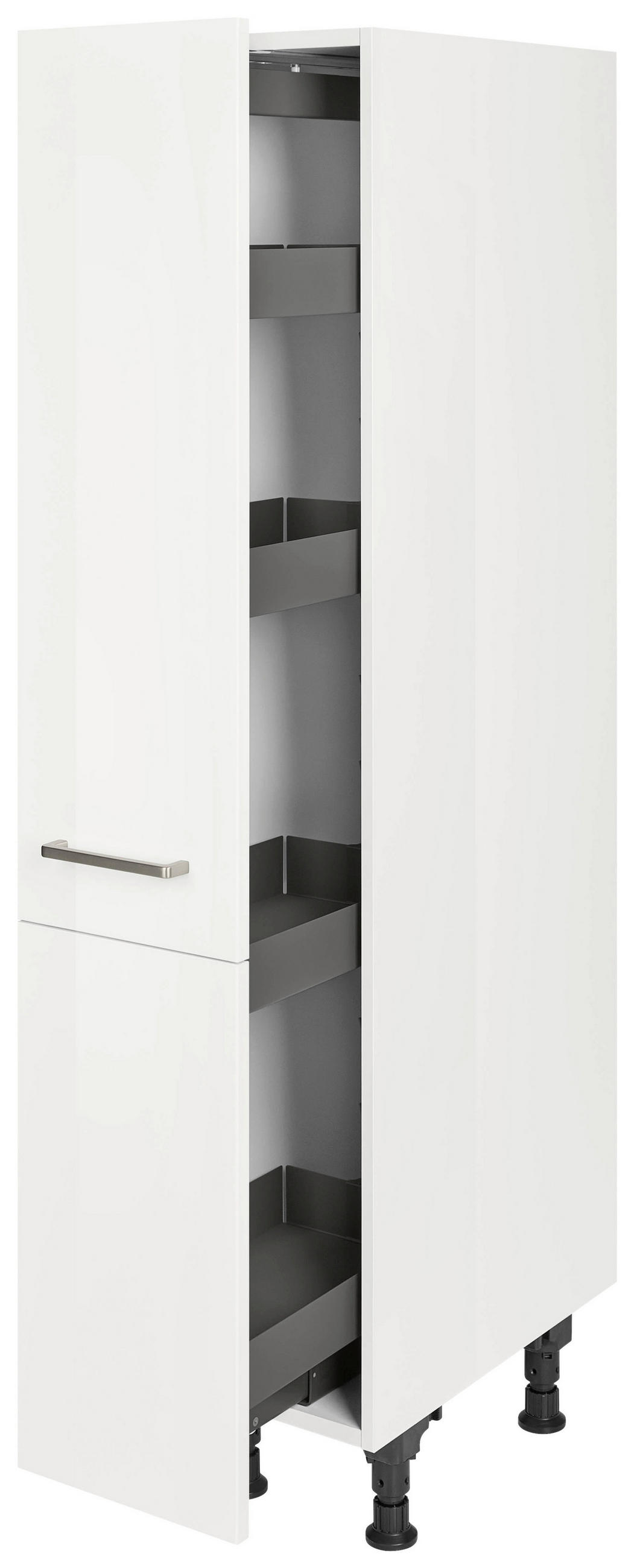 APOTHEKERSCHRANK 30/168/58 cm  in Weiß Hochglanz  - Edelstahlfarben/Weiß Hochglanz, MODERN, Holzwerkstoff/Metall (30/168/58cm) - Nobilia