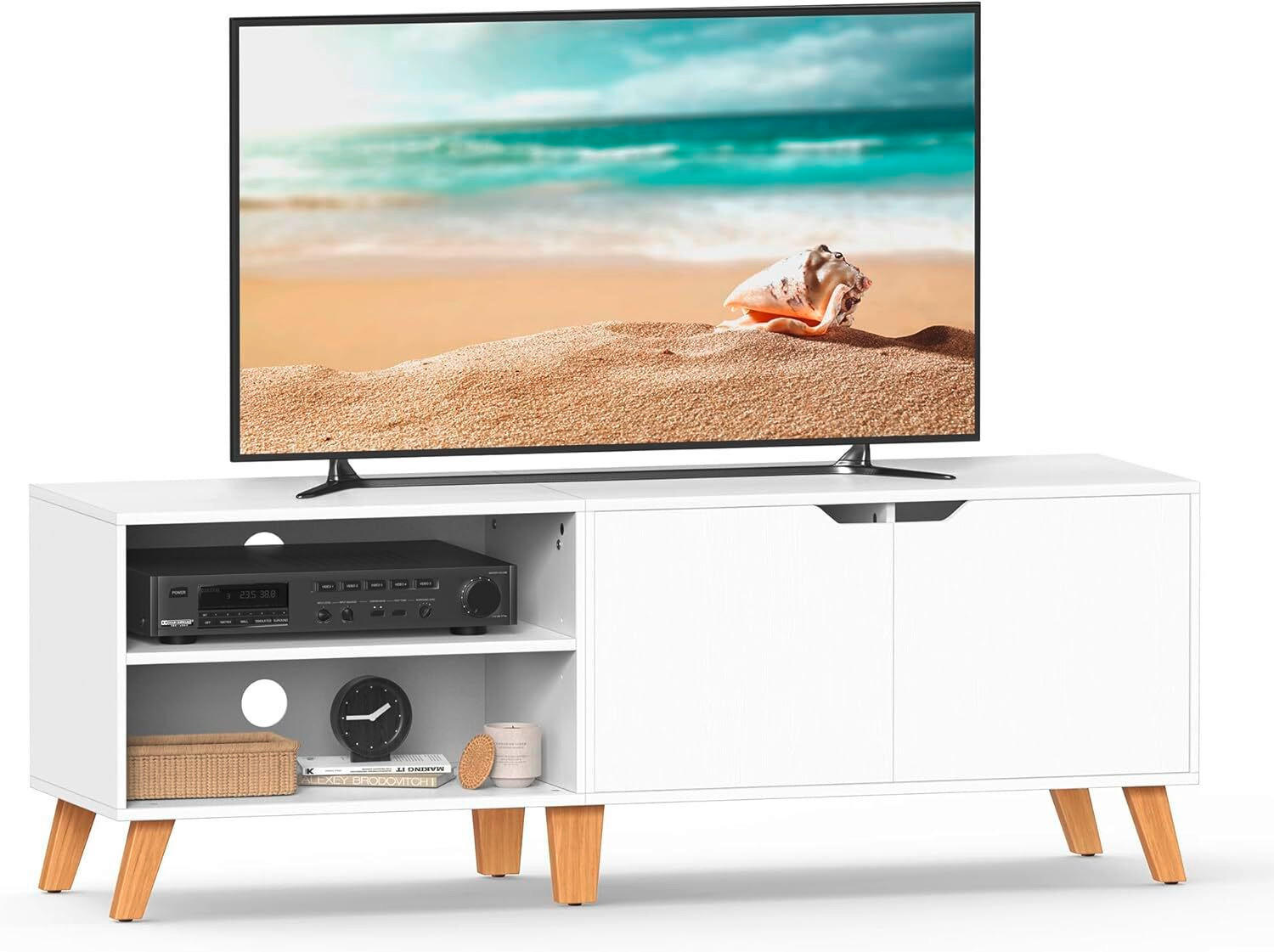 TV-ELEMENT - Hellbraun/Weiß, Trend, Holzwerkstoff (140/45/40cm) - MID.YOU