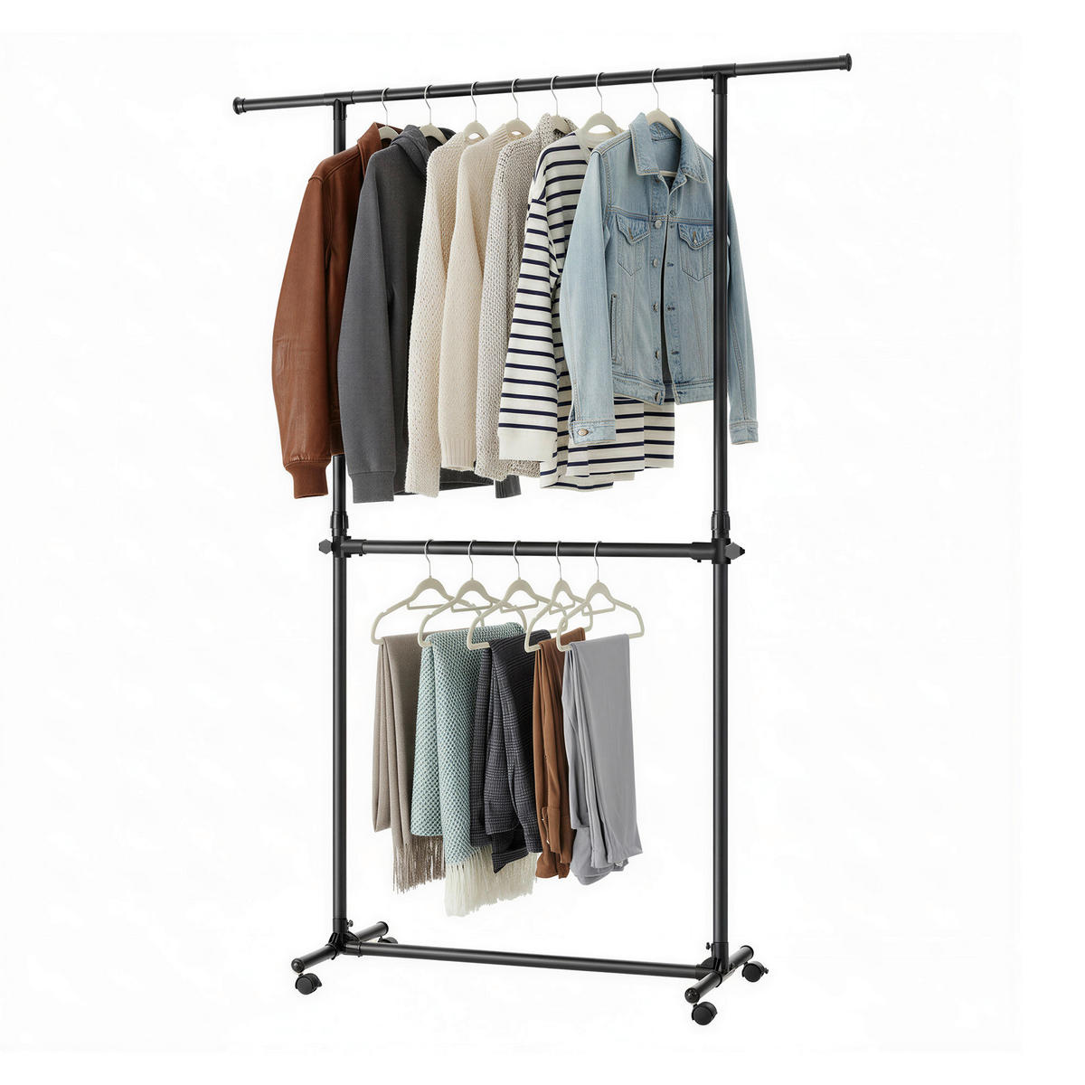 KLEIDERWAGEN in Schwarz 101-165/115-180/49 cm   - Schwarz, Trend, Kunststoff/Metall (101-165/115-180/49cm) - Boxxx