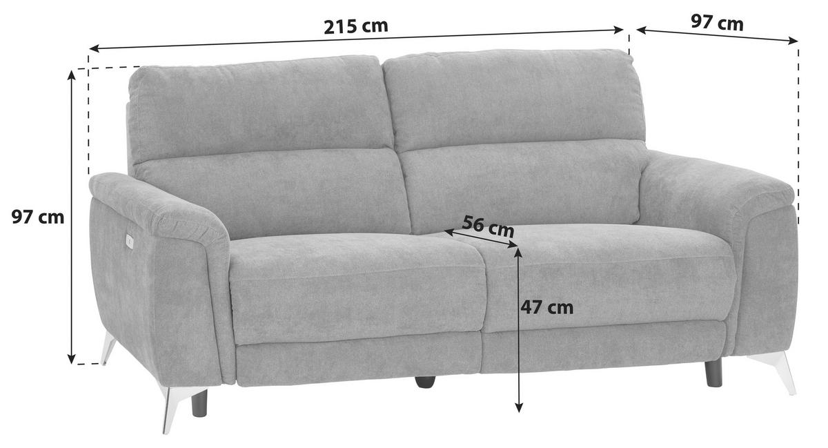 2-SITZER-SOFA Webstoff Grau, Chromfarben  - Chromfarben/Grau, KONVENTIONELL, Textil/Metall (215/97/97cm) - Livetastic