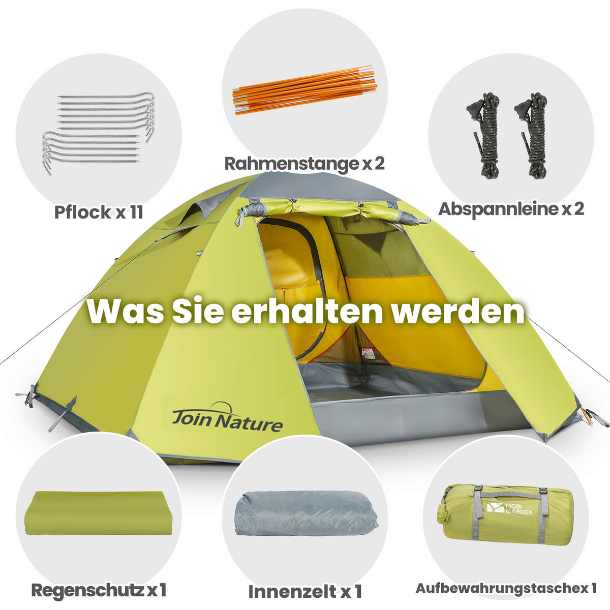 ZELT - Dunkelgelb/Grün, Basics, Textil/Metall (240/210/130cm) - Modante