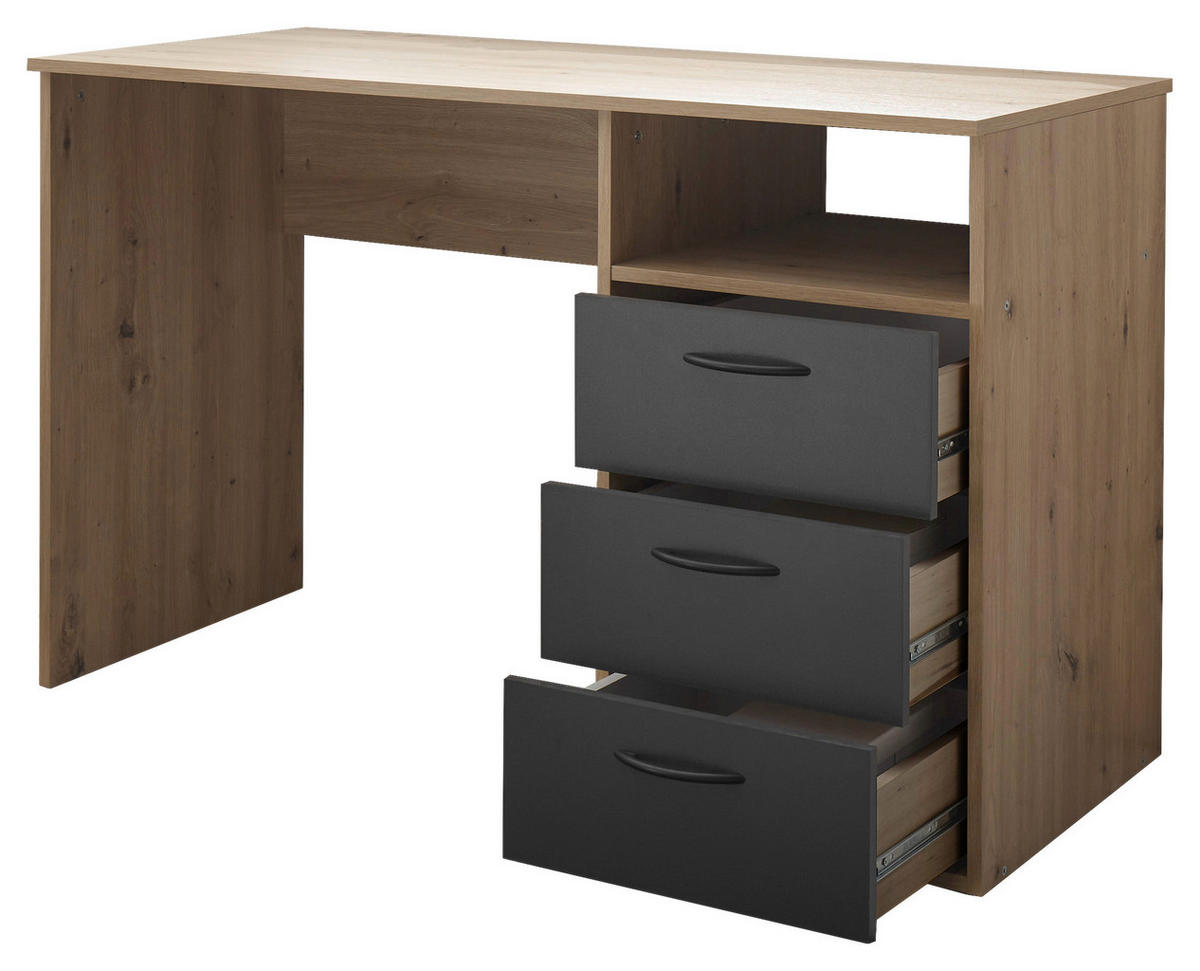 SCHREIBTISCH 120/54/75 cm  in Graphitfarben, Eiche Artisan  - Schwarz/Graphitfarben, KONVENTIONELL, Holzwerkstoff/Kunststoff (120/54/75cm) - Boxxx