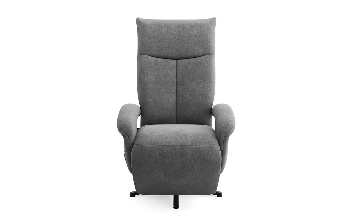 RELAXSESSEL Mikrofaser Kopfteilverstellung, Rücken echt    - Dunkelgrau/Schwarz, MODERN, Textil/Metall (74/112/82cm) - Sit & More