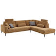 ECKSOFA Senfgelb Chenille  - Senfgelb/Schwarz, Design, Textil/Metall (303/254cm) - Dieter Knoll