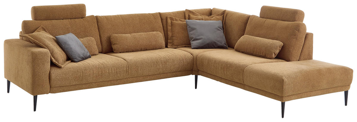 HÖRNSOFFA i chenille senapsgul  - svart/senapsgul, Design, metall/textil (303/254cm) - Dieter Knoll