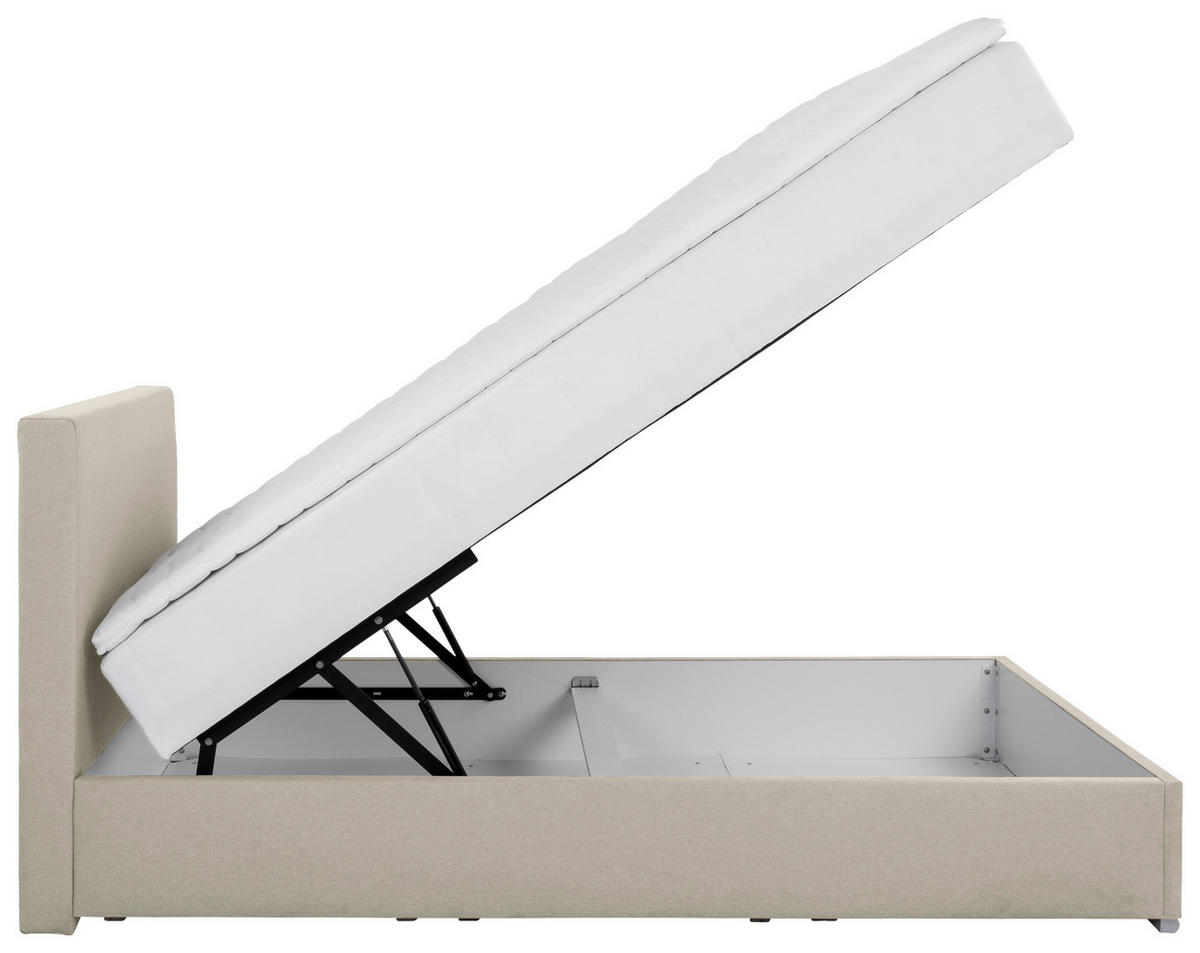 POLSTERBETT Bettkasten, Topper 120/200 cm  in Sandfarben  - Sandfarben/Chromfarben, KONVENTIONELL, Holz/Kunststoff (120/200cm) - MID.YOU