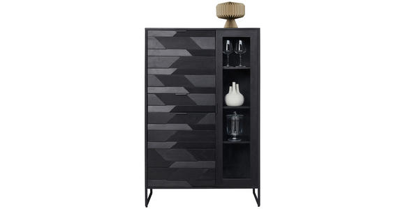 HIGHBOARD Schwarz  95/148/40 cm  - Schwarz, Trend, Glas/Holz (95/148/40cm) - Ambia Home