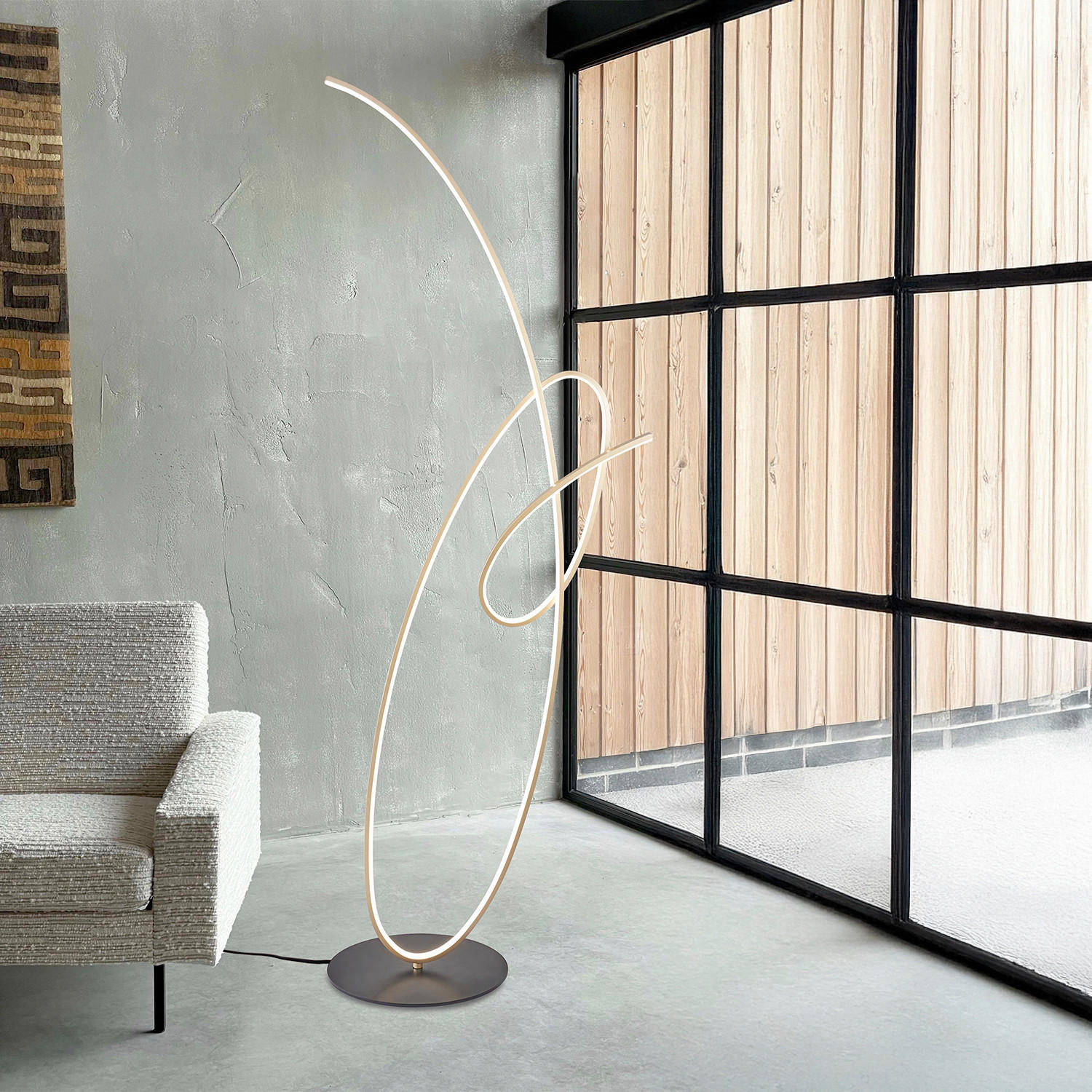 LED-STEHLEUCHTE 60/30/139 cm    - Schwarz/Bronzefarben, Design, Kunststoff/Metall (60/30/139cm)