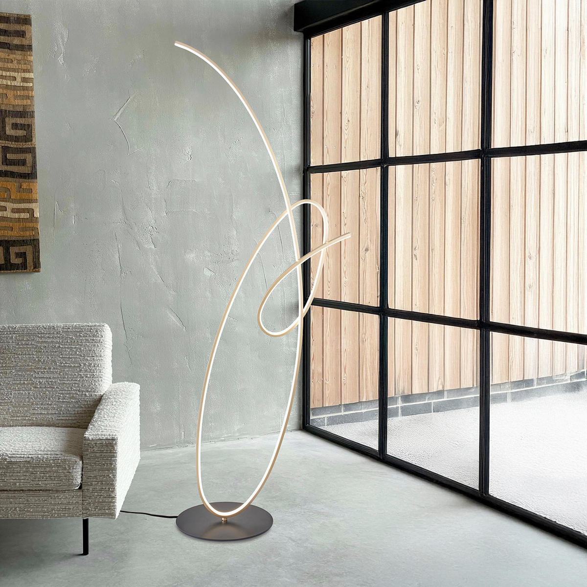 LED-STEHLEUCHTE 60/30/139 cm    - Schwarz/Bronzefarben, Design, Kunststoff/Metall (60/30/139cm)