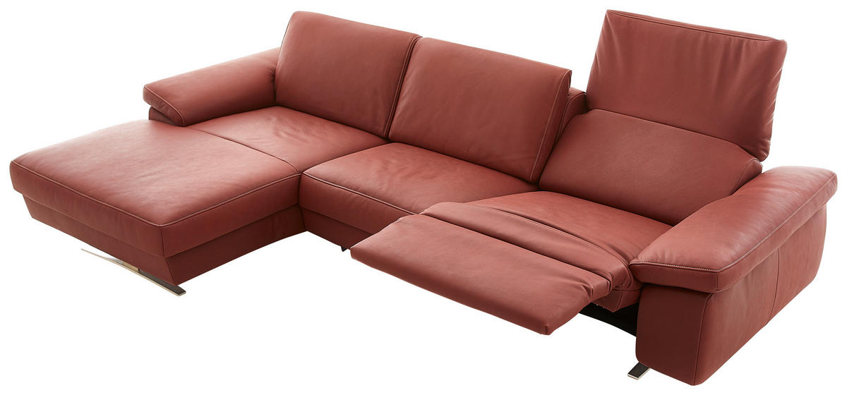 ECKSOFA Rot Echtleder  - Beige/Rot, Design, Leder/Metall (174/287cm) - Koinor