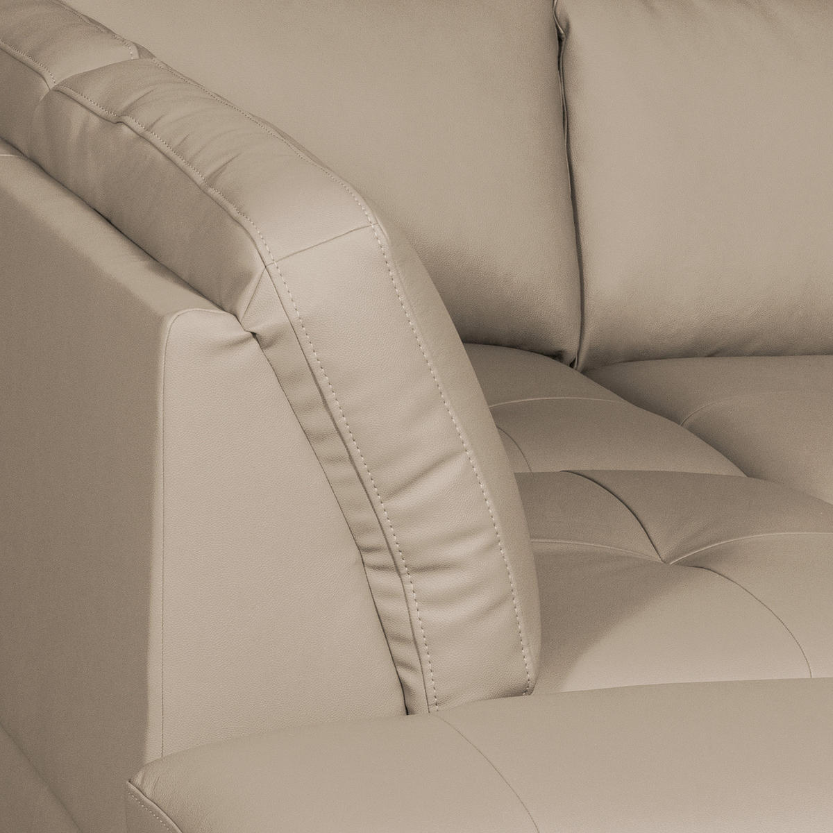 ECKSOFA Hellgrau Echtleder Lederlook  - Buchefarben/Hellgrau, Design, Leder/Holz (234/190cm) - Livetastic