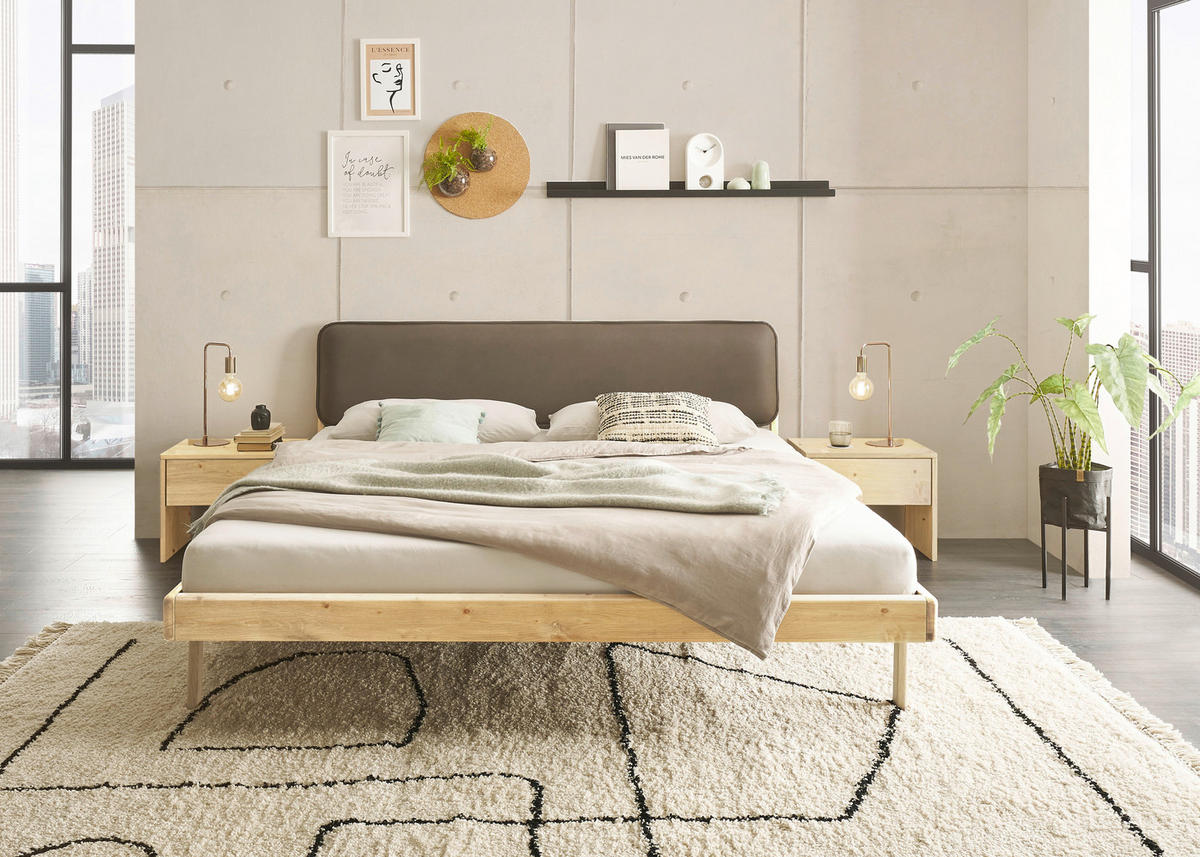 BETT 180/200 cm,  in Eichefarben,  - Taupe/Eichefarben, MODERN, Holz (180/200cm) - MID.YOU