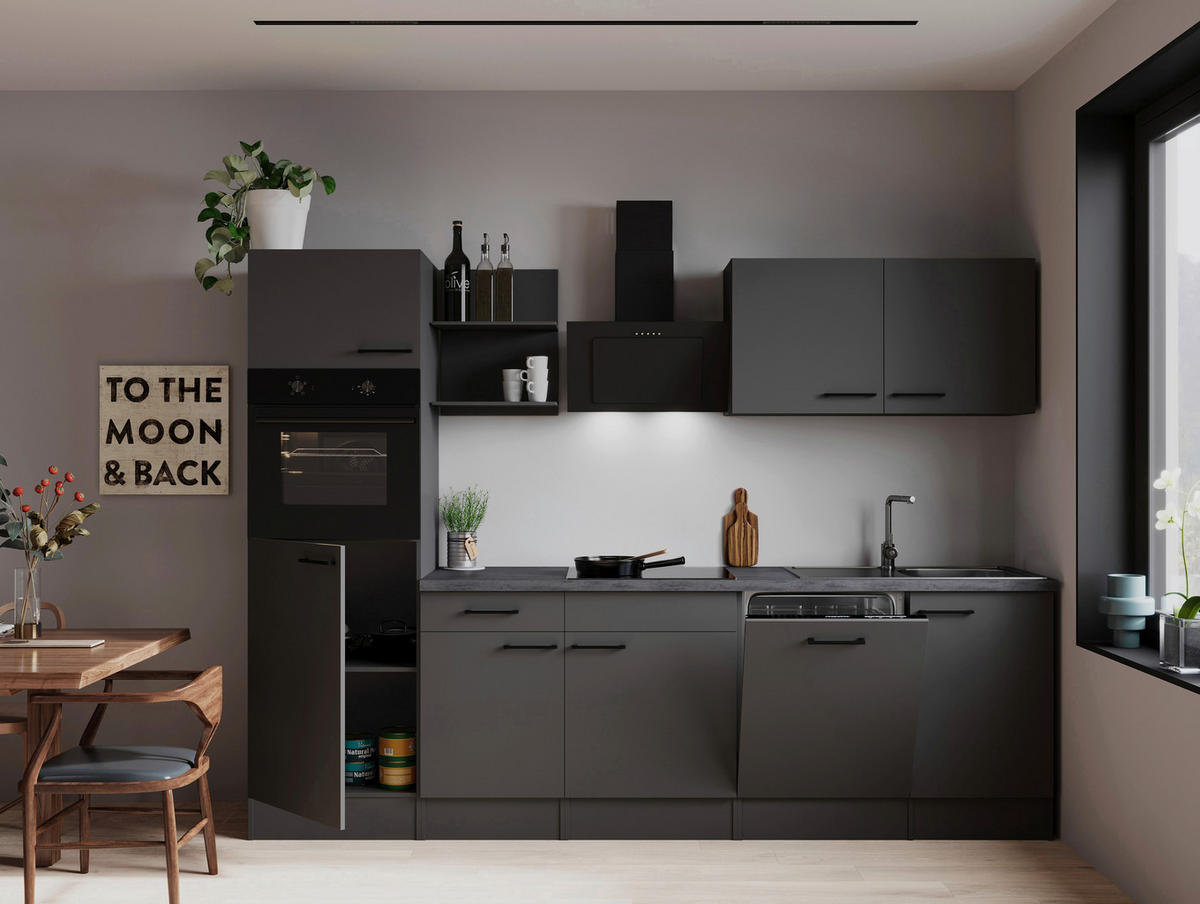 MODULKÖK 280 cm   i grå  - grå, Trend, metall/trämaterial (280cm) - Respekta