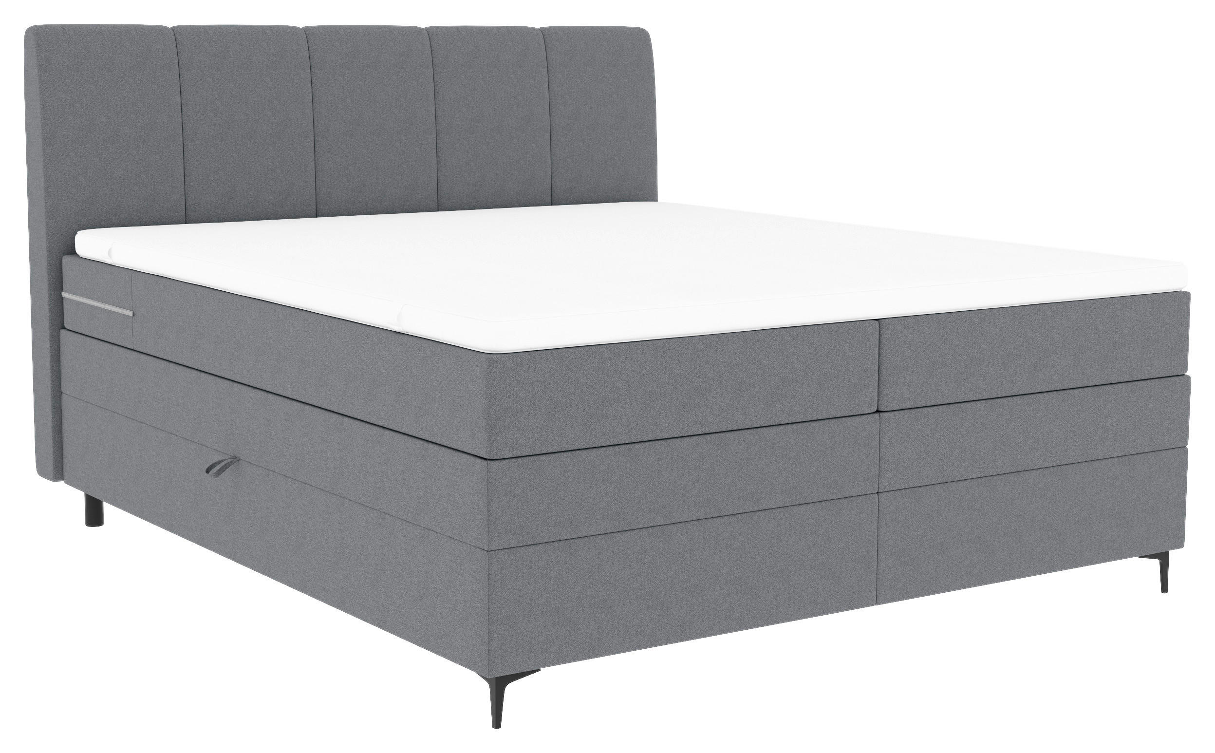 BOXSPRINGBETT 180/200 cm  in Grau  - Schwarz/Grau, KONVENTIONELL, Textil/Metall (180/200cm) - Boxxx