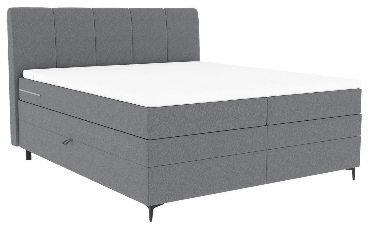 BOXSPRINGBETT 180/200 cm  in Grau  - Schwarz/Grau, KONVENTIONELL, Textil/Metall (180/200cm) - Boxxx