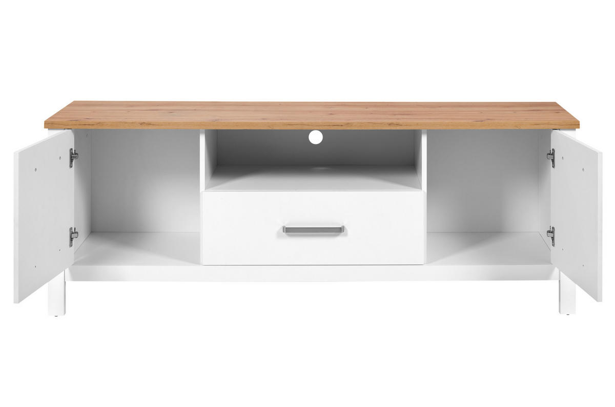 NISKA KOMODA   173/64/45 cm   bijela, hrast Artisan   - bijela/srebrne boje, Romantično / ladanjski, drvni materijal/metal (173/64/45cm)