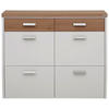 SCHUHKIPPER Wildeiche furniert, massiv lackiert Weiß, Eichefarben  - Eichefarben/Silberfarben, Design, Holz/Holzwerkstoff (121/96/31cm) - Dieter Knoll