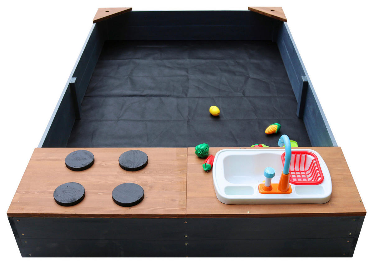 SANDKASTEN  - Anthrazit/Braun, Konventionell, Holz (115/21,8/180cm)