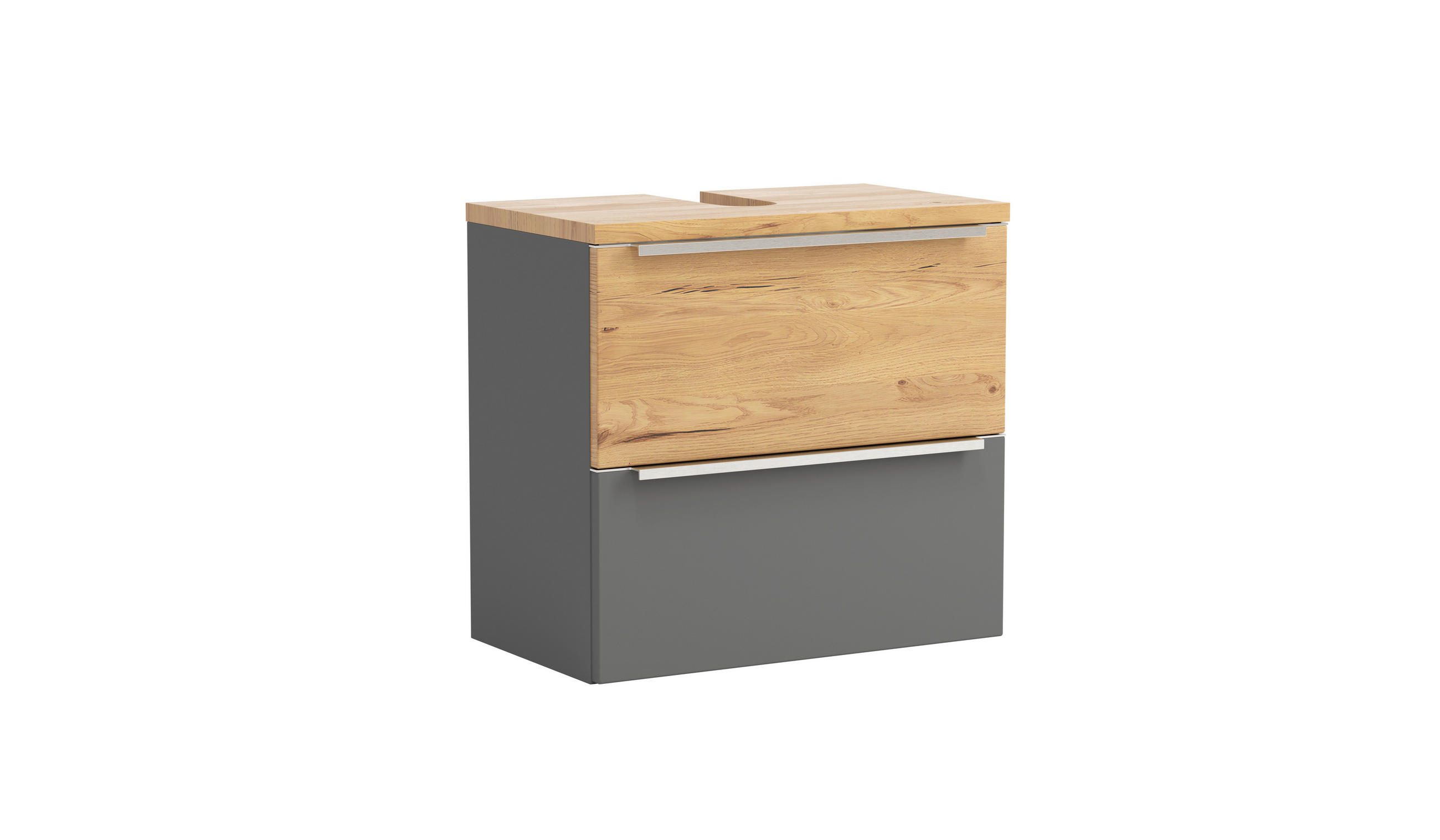 WASCHBECKENUNTERSCHRANK 60/54/35 cm  - Wildeiche/Edelstahlfarben, Trend, Holzwerkstoff/Metall (60/54/35cm) - Held
