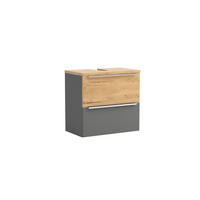 WASCHBECKENUNTERSCHRANK 60/54/35 cm  - Wildeiche/Edelstahlfarben, Trend, Holzwerkstoff/Metall (60/54/35cm) - Held