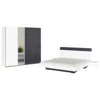 SCHLAFZIMMER in Weiss, Dunkelgrau  - Weiss/Dunkelgrau, Design, Glas/Holzwerkstoff - Boxxx