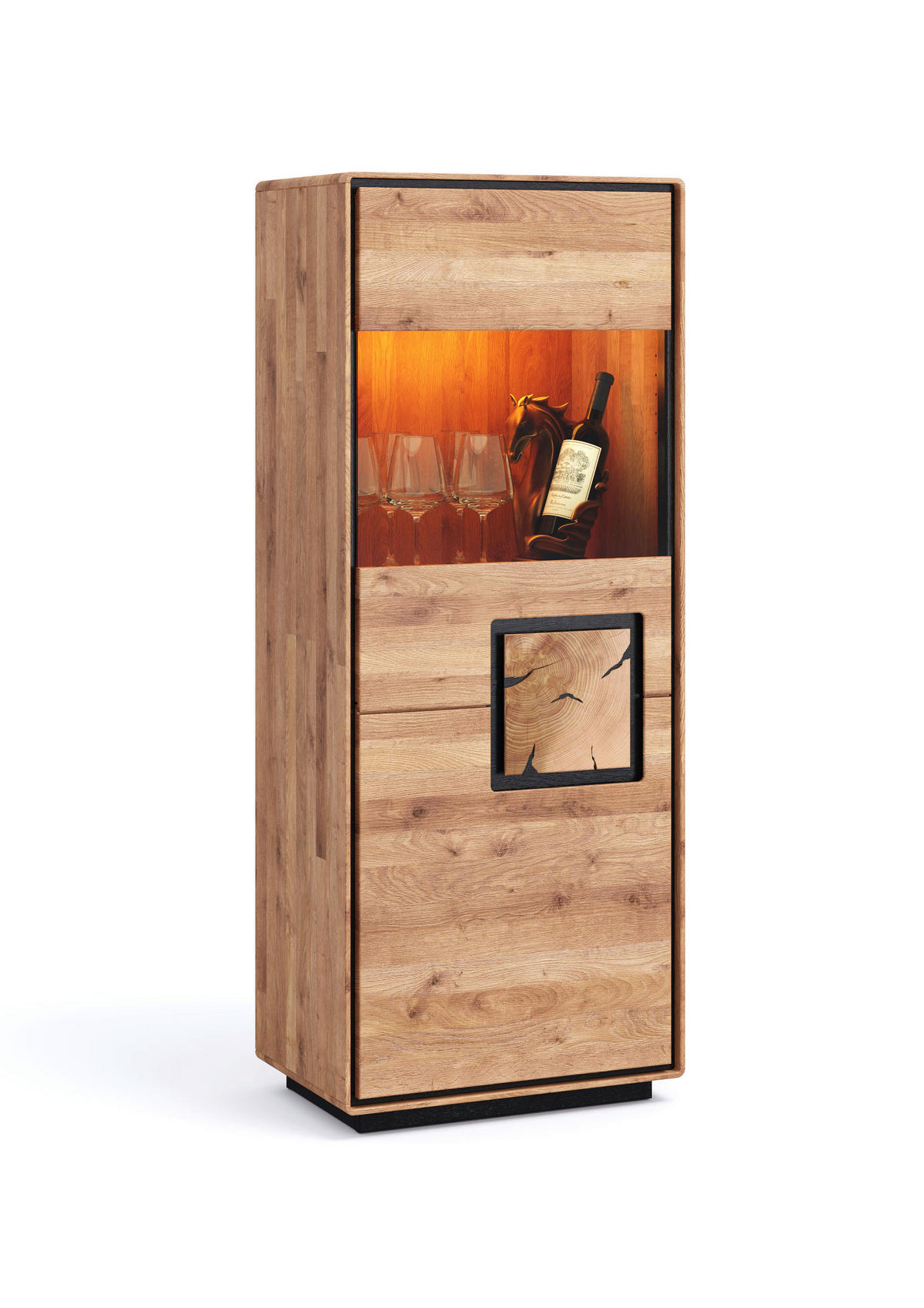 HIGHBOARD  60/152/40 cm  - Wildeiche/Schwarz, Basics, Holz (60/152/40cm) - Livetastic