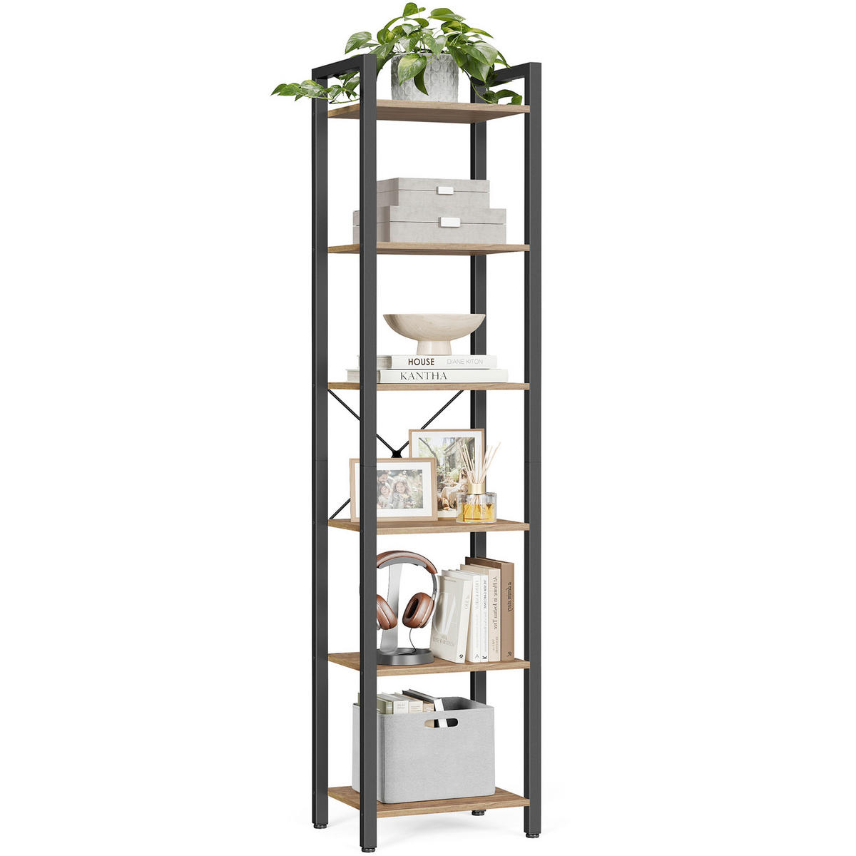 REGAL Schwarz, Walnussfarben  - Walnussfarben/Schwarz, Basics, Holzwerkstoff/Metall (40/186/30cm) - Boxxx