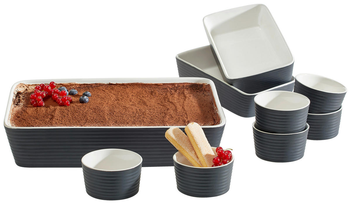 Set Vase Pentru Cuptor  9 piese  - alb/negru, Basics, ceramică - Homeware Profession.