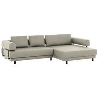 ECKSOFA Echtleder Creme, Naturfarben  - Creme/Schwarz, Design, Leder/Metall (307/188cm)
