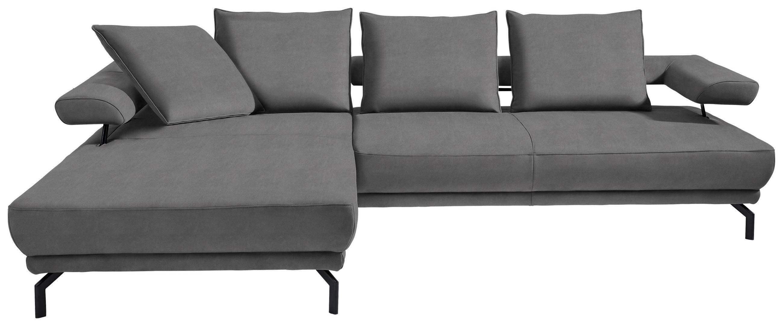 ECKSOFA in Mikrofaser Grau  - Schwarz/Grau, Design, Textil/Metall (224/305cm) - Dieter Knoll