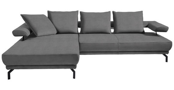 ECKSOFA in Mikrofaser Grau  - Schwarz/Grau, Design, Textil/Metall (224/305cm) - Dieter Knoll