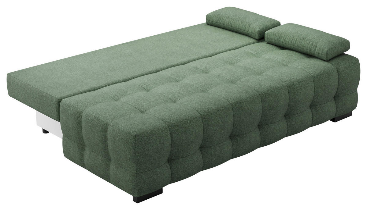 SCHLAFSOFA  mit Stoffauswahl, Schlafen auf Sitzhöhe, Rücken echt Struktur Grün  - Schwarz/Grün, KONVENTIONELL, Kunststoff/Textil (209/96/100cm) - Stylife