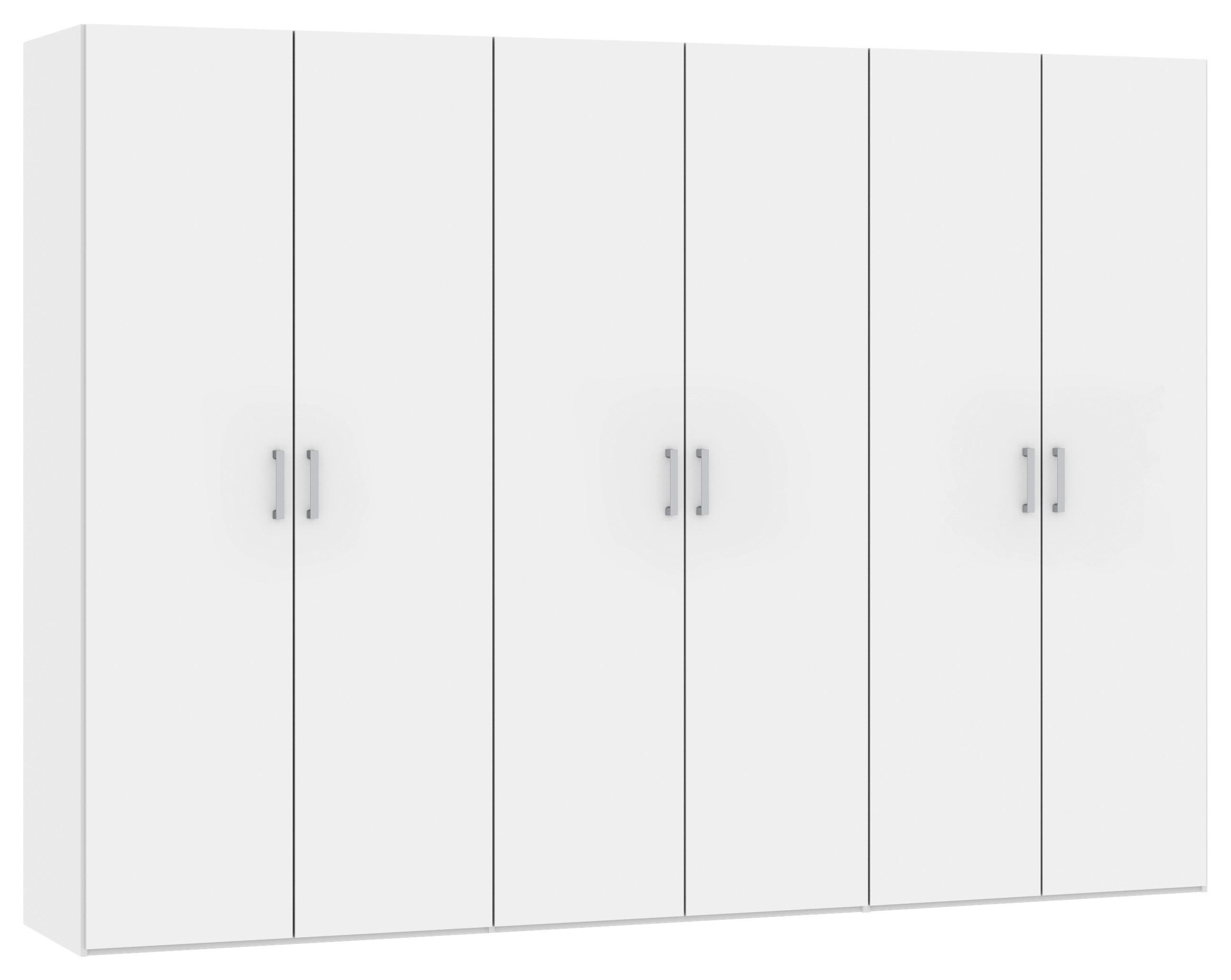 DREHTÜRENSCHRANK 303/215/59 cm 6-türig Weiß  - Chromfarben/Weiß, Design, Holzwerkstoff (303/215/59cm) - Boxxx