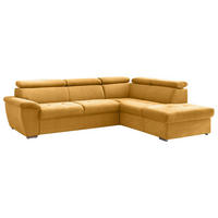ECKSOFA Currygelb Chenille  - Chromfarben/Currygelb, Design, Textil/Metall (262/216cm) - Livetastic