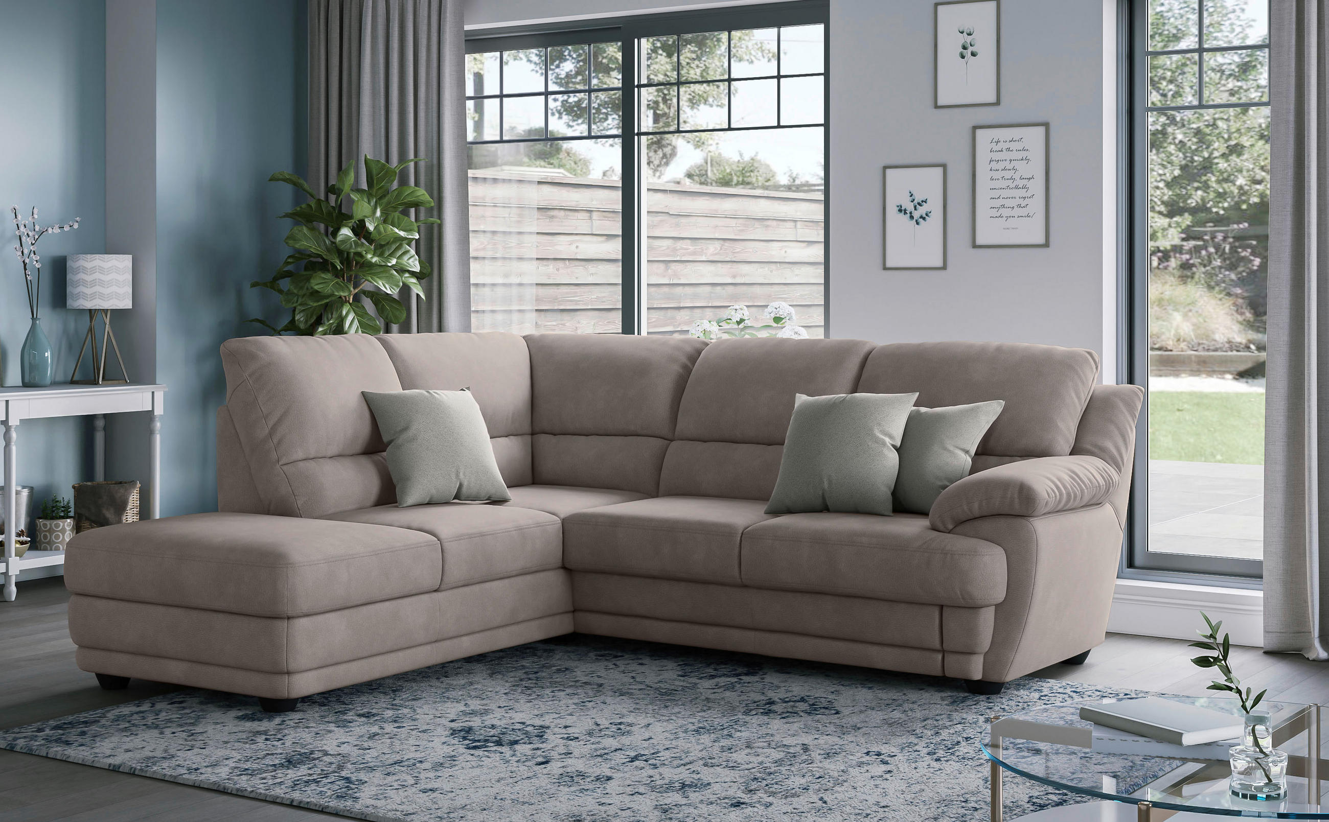 ECKSOFA in Mikrofaser Beige 225/245 cm - Beige, Design, Kunststoff/Textil (225/245cm) - Livetastic