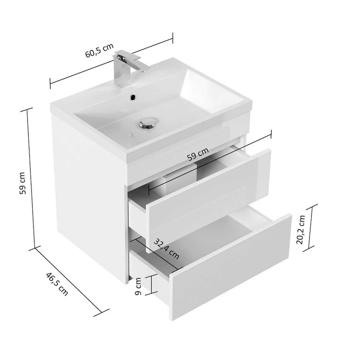 WASCHTISCHKOMBI 60 cm  - Graphitfarben/Weiß, Basics, Keramik/Holzwerkstoff (60cm) - MID.YOU