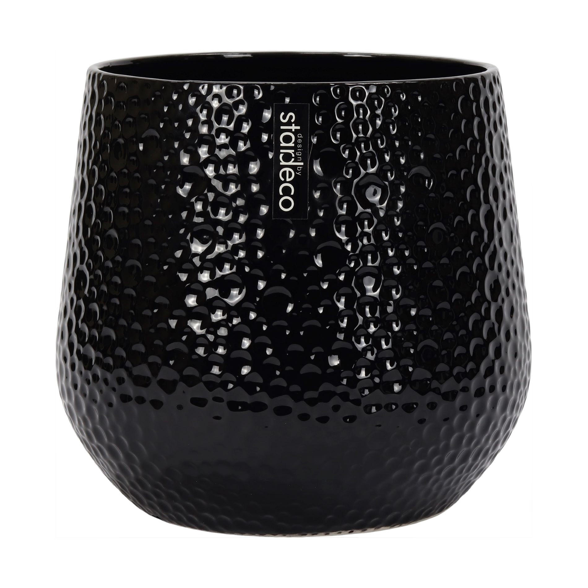 KVETINÁČ keramika, 16/16/16 cm - čierna, Design, keramika (16/16/16cm)