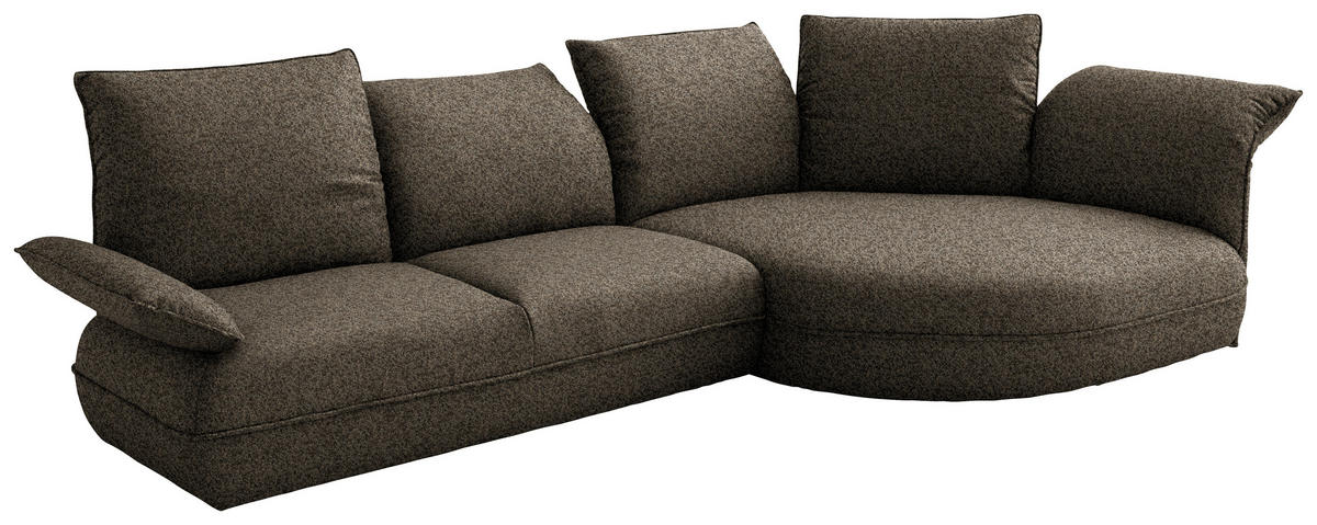 ECKSOFA Chenille Braun  - Schwarz/Braun, Design, Kunststoff/Textil (343/154cm) - Koinor