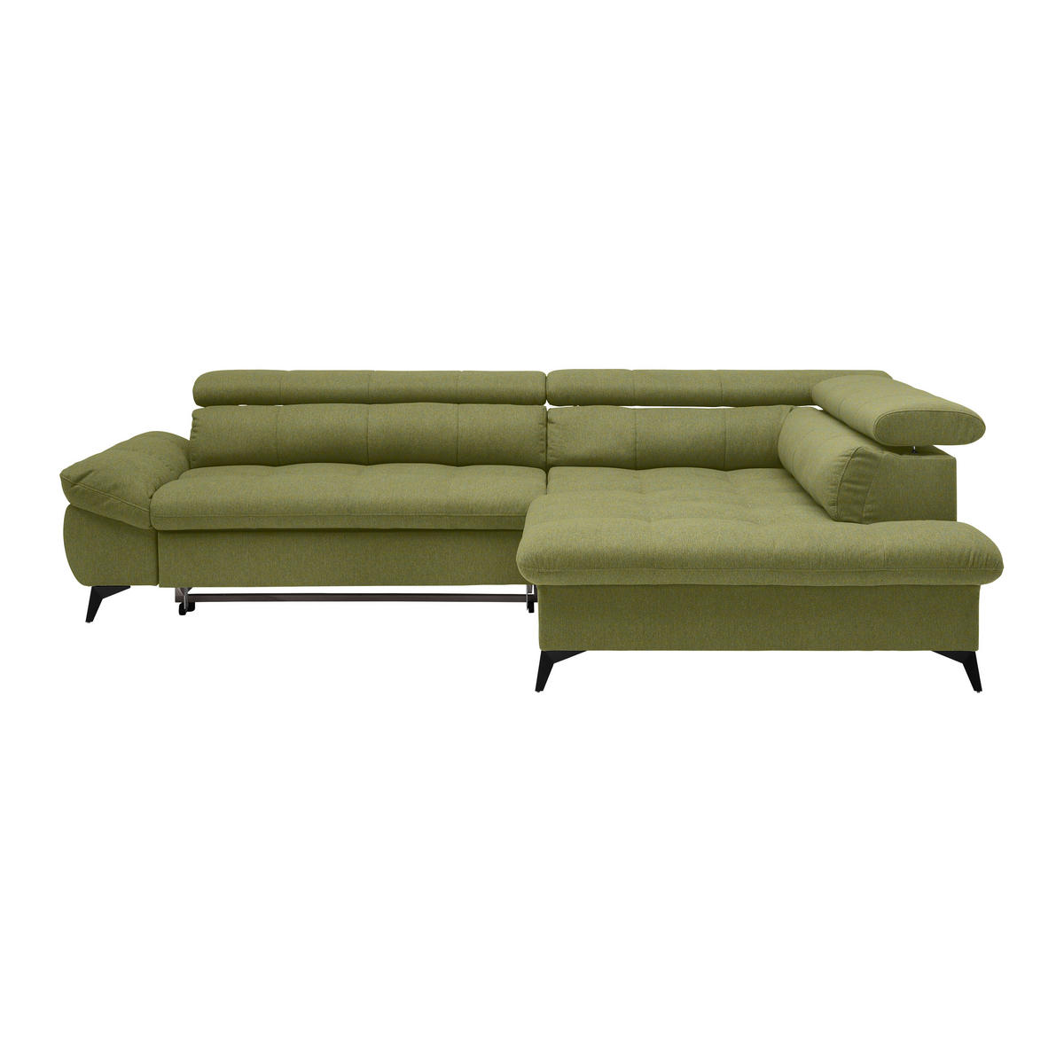 ECKSOFA Chenille Olivgrün  - Schwarz/Olivgrün, Modern, Textil/Metall (296/201cm) - Livetastic