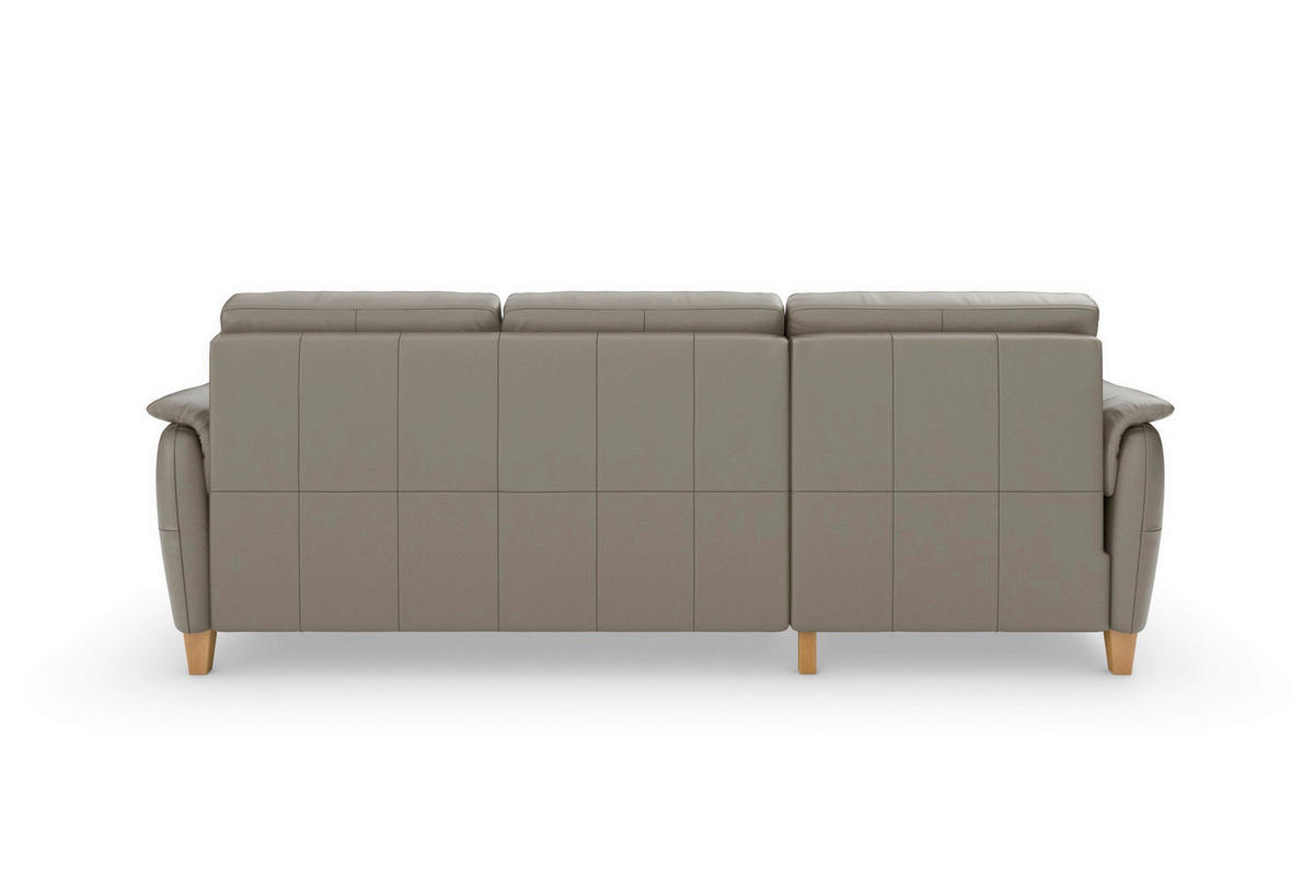 ECKSOFA PALMERA E Grau Echtleder  - Eichefarben/Grau, Basics, Leder/Holz (163/244cm) - Sit & More