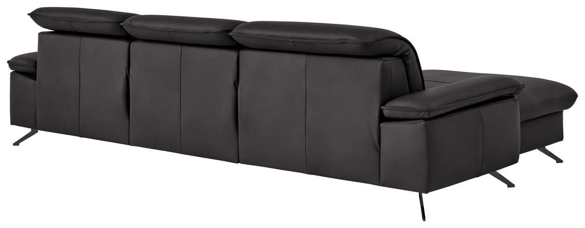 ECKSOFA  Echtleder Schwarzbraun  - Schwarzbraun/Schwarz, Design, Leder/Metall (169/307cm) - Beldomo Premium