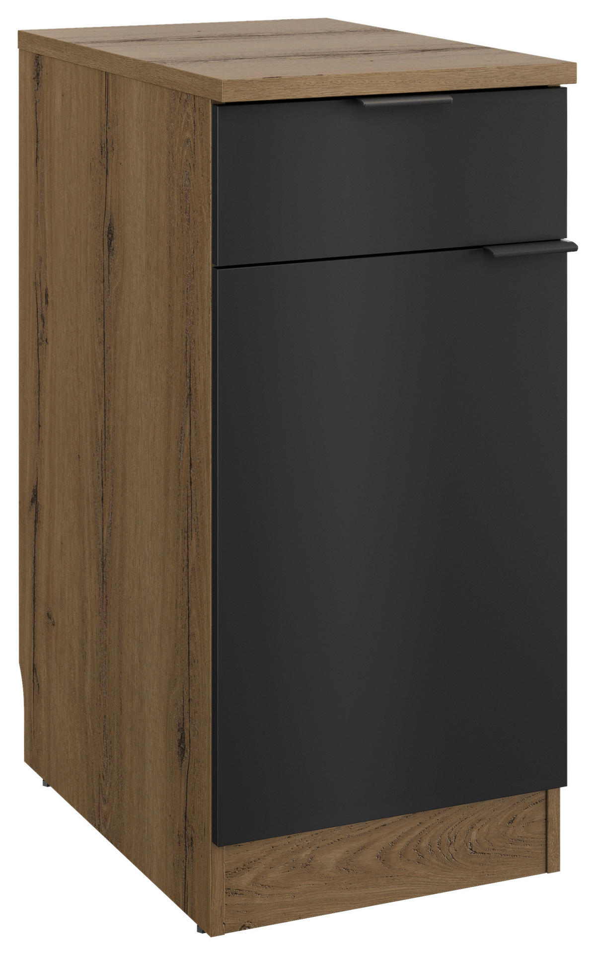 KÜCHENUNTERSCHRANK 40/86/60 cm  in Schwarz, Eichefarben  - Eichefarben/Schwarz, Basics, Holzwerkstoff/Metall (40/86/60cm) - MID.YOU