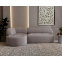 ECKSOFA Chenille Taupe  - Taupe/Schwarz, Design, Kunststoff/Textil (156/218cm) - Livetastic